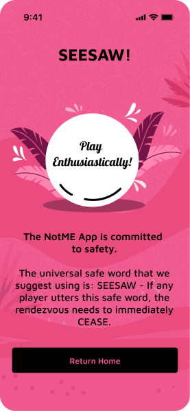 NotME — Social & Safety app screen