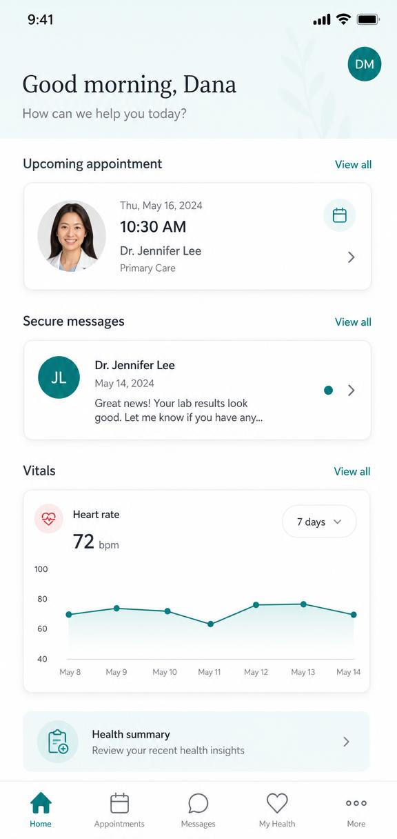 Healthcare app interface built by WVE Labs